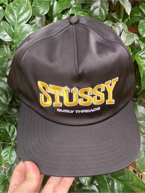 Stussy Black Cap with Yellow Embroidered Logo
